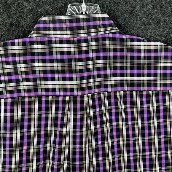Peter Millar Shirt Mens Large Purple Plaid 100% Cotton Button Down Casual Pocket - Picture 5 of 10